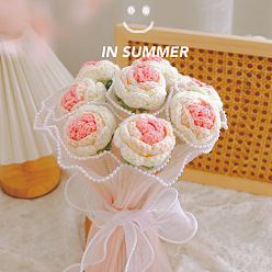 Белый Ручная работа, держащая в руках пакет с цветочным материалом, включая хлопковую нить, инструмент для вязания крючком, маркеры замков крючком, бумага для упаковки цветочных букетов, белые, 45x25 см