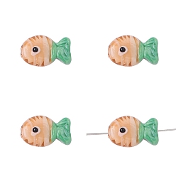 Персиковый Слойка Бусины лэмпворк , рыба с рисунком сглаза, розовые, 20x12 мм, отверстие : 2 мм, о 1pc / мешок