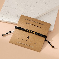 Черный Браслеты из нержавеющей стали в стиле азбуки Морзе для женщин и мужчин, чёрные, 5-1/2~10-1/4 дюйм (14~26 см)