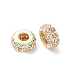 Золотой Латунные микро проложить Цирконий Европейский бисером, рондель, долговечный, золотые, 7.5x3.5 мм, отверстие : 3.2 мм