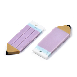 Сливовый Полимерной глины ручной работы подвески, форма карандаша, слива, 35~37x11.5~12.5x2 мм, отверстие : 1.4 мм