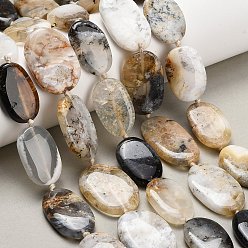 Африканский Опал Природные африканские опал бусины пряди, Плоско-овальные, 23~33x15~20x5~6 мм, отверстие : 1.6 мм, около 13~17 шт / нитка, 15.75'' (40 см) ~ 16.54'' (42 см)