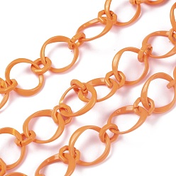 Dark Orange Eco-Friendly Alloy Spray Painted Link Chains, with Spool, Unwelded, Dark Orange, Link: 10.5x10x2.5mm and 20.5x19x2.5mm, 16.4 Feet(5m)/roll