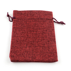 Rojo Oscuro Bolsas con cordón de imitación de poliéster bolsas de embalaje, para la Navidad, fiesta de bodas y embalaje artesanal de bricolaje, de color rojo oscuro, 14x10 cm