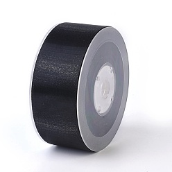 Schwarz Doppelseitiges Polyester-Satinband, mit metallisch silberner Farbe, Schwarz, 1-1/2 Zoll (38 mm), etwa 100yards / Rolle (91.44 m / Rolle)