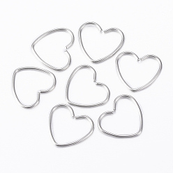 Нержавеющая Сталь Цвет Устойчивый к потускнению 304 фурнитура для брелка из нержавеющей стали, сердце, цвет нержавеющей стали, 11.5x13x0.8 мм