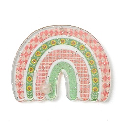 Легкий Лосось Непрозрачные акриловые подвески, 3d печать, с силой блеска, радуга, светлый померанцевый, 31.5x39.5x2 мм, отверстие : 1.6 мм