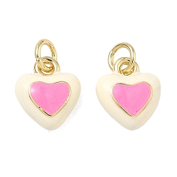 Кукурузный Шелк Латунь эмаль подвески, сердце прелести, долговечный, стойки покрытие, без свинца и без кадмия, реальный 18 k позолоченный, цвет колоса кукурузы, 11.5x10x4 мм, отверстие : 3 мм, Перейти кольцо: 5x1 мм