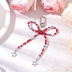 Bowknot Стеклянные бусины с 304 подвесками из нержавеющей стали и поворотными застежками из сплава, бантом, бантом, 115 мм