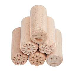 Светло-коричневый 6 шт 6 стили круглые деревянные традиционные китайские формы для лунных пряников, форма для печенья с десертной печатью, инструменты для лунного пирога своими руками, загар, 49x20 мм, картина: 16~18 мм, 1 шт / стиль