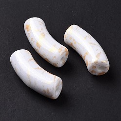 Белый Непрозрачные акриловые бусины, с блеском порошок, изогнутая трубка, белые, 34.5x13.5x11.5 мм, отверстие : 3.1 мм