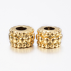 Золотой 304 из нержавеющей стали европейские шарики, большой дыра ухабистый бисер, баррель, золотые, 12x8 мм, отверстие : 5 мм