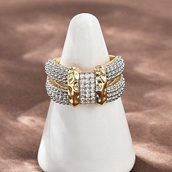 Настоящее золото 18K Латунные микро проложить манжеты кольца кубического циркония, реальный 18 k позолоченный, внутренний диаметр: 17.6 мм