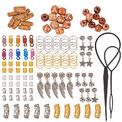 Legierung Diy machen, Kunststoff Haarnadel Brötchenhersteller, Legierung / Holzperlen und Eisen Biegeringe, 9x8 mm, Bohrung: 7 mm
