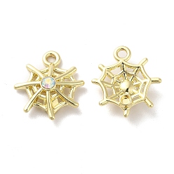Золотой Подвески из сплава, со стеклом, без свинца и без кадмия, прелести паутины, золотые, 16x14.5x4.5 мм, отверстие : 1.5 мм