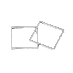 Нержавеющая Сталь Цвет Не тускнеет 304 соединительные кольца из нержавеющей стали, лазерная резка, квадратный, цвет нержавеющей стали, 18x18 мм, внутренний диаметр: 16 мм