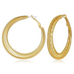 Золотой Серьги-кольца с текстурой латуни, золотые, 50 мм