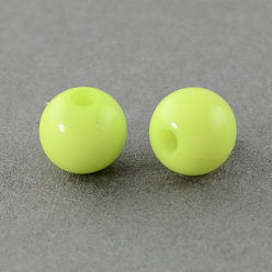 Зелено-Желтый Твердые коренастый акриловый шар бисером, круглые, зеленый желтый, 4 мм, отверстие : 1 мм, Около 14800 шт / 500 г