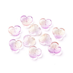 Бледно-Розовый Прозрачные стеклянные бусины, с блеском порошок, окрашенная и подогревом, цветок, розовый жемчуг, 12x3.6 мм, отверстие : 1 мм