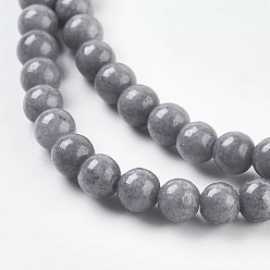 Gray Natural Mashan Jade Beads Strands, Dyed, Round, Gray, 4mm, Hole: 0.7mm, about 96pcs/strand, 15.5 inch