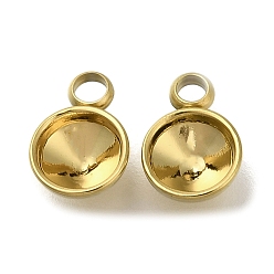 Настоящее золото 18K Ионное покрытие (ip) 304 подвеска из нержавеющей стали с кабошоном, плоско-круглые, реальный 18 k позолоченный, лоток : 5 мм, 9x6x3 мм, отверстие : 1.4 мм