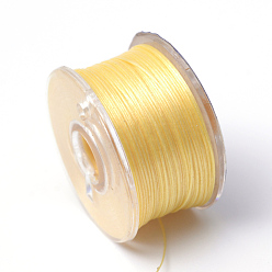 Gold Special Coated Polyester Beading Threads for Seed Beads, Gold, 0.1mm, about 50yards/roll