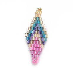 Бледно-Розовый Японский бисер miyuki & toho ручной работы ссылки, Ткацкий станок, ромб, розовый жемчуг, 32.5~33x12.5~13.5x1.7 мм, отверстие : 1.2~1.5 мм