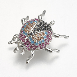 Платина Латунные микро проложить кубических ссылки циркония, насекомое, платина, 21x19x8 мм, отверстие : 0.5 мм