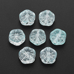 Light Cyan Transparent Glass Beads, Plum Blossom Flower, Light Cyan, 10x10.5x4mm, Hole: 1.2mm