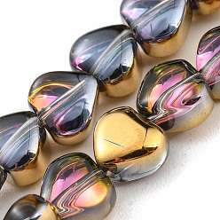 Gold Half Plated Electroplate Transparent Glass Beads Strands, Heart, Gold, 5.5x6x4mm, Hole: 0.9mm, about 110pcs/strand, 23.23 inch(59cm)