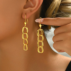 Золотой Латунные серьги-кольца в форме цепочки с кисточками, с железом, золотые, 70x12 мм