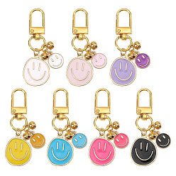 (52) Непрозрачная лаванда 21 шт. 7 подвесные украшения из цветного сплава с эмалью, улыбающееся лицо, с поворотными застежками сплава, золотые, разноцветные, 59 мм