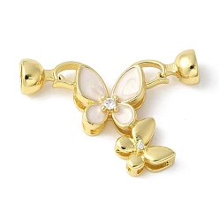 Настоящее золото 18K Латунный паве из прозрачного кубического циркония с застежками, с эмалью, без свинца и без кадмия, долговечный, стойки покрытие, бабочка, реальный 18 k позолоченный, 36 мм