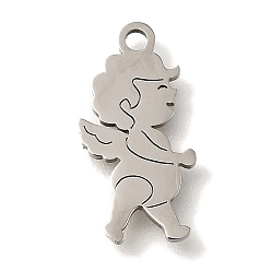Нержавеющая Сталь Цвет 201 подвески из нержавеющей стали, ангельские прелести, цвет нержавеющей стали, 16x8x1 мм, отверстие : 1.5 мм