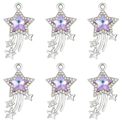 Сине-фиолетовый 10 шт. Стеклянные подвески, Сплав с поиска, платина, звезда, синий фиолетовый, 30.5x16.5x5.5 мм, отверстие : 1.8 мм, 4 шт / цвет