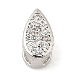 Платина Покрытие стойки латунь микро паве прозрачные дужки для подвесок с кубическим цирконием, усилитель укороченный бейлс, слеза, без свинца и без кадмия, долговечный, платина, 7x4x4 мм