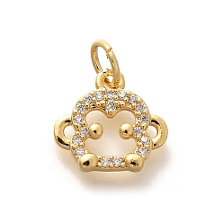 Обезьяна Стойка металлическая латунная микропрофилированная кубическая циркония подвески, долговечный, без свинца и без кадмия, знаки зодиака амулеты, с целью перехода в кольце, обезьяна, 10.5x11x2 мм