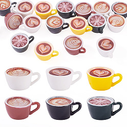 Mixed Color 24Pcs 6 Colors Resin Coffee Cup Model Ornaments, Micro Landscape Dollhouse Decorations, Mixed Color, 26x20x12mm, 4pcs/color 
