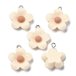 Papayawhip Harzanhänger, mit Eisenschlaufe, Blume, papayawhip, 23x21x7 mm, Bohrung: 2 mm