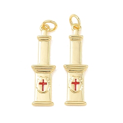 Красный Латунь эмаль подвески, крест прелести, долгоиграющий, стойки покрытие, без свинца и без кадмия, реальный 18 k позолоченный, с целью перехода в кольце, красные, 27x7x2 мм, Перейти кольцо: 5x1 мм, отверстие : 3.5 мм