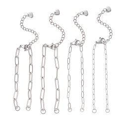 Нержавеющая Сталь Цвет 304 изготовление браслета-цепочки из нержавеющей стали со скрепками, не тускнеет, цвет нержавеющей стали, 5.12 дюйм (13 см) ~ 5.31 дюйм (13.5 см)