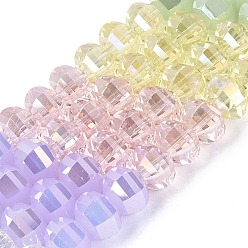 Mixed Color Electroplate Mixed Styles Glass Beads Strands, Lantern, Faceted, Mixed Color, 8~8.5x6~6.5mm, Hole: 1~1.4mm, about 52~56pcs/strand, 13.58~14.37 inch(34.5~36.5cm)
