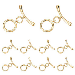 Настоящее золото 18K 10застежки-тоглы из латуни, без никеля , кольцо, реальный 18 k позолоченный, 21 мм длиной, бар: 18.5x7x2.5 mm, отверстие : 1.5 мм, Перейти кольцо: 5x1 мм, внутренний диаметр: 3 мм, Кольцо: 13x10x1 mm, отверстие : 1.5 мм