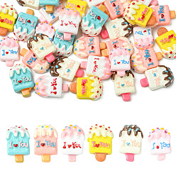 (52) Непрозрачная лаванда 36шт 6 цветные кабошоны из непрозрачной смолы, палочка для мороженого "я люблю тебя", разноцветные, 19~19.5x12~14x6~6.5 мм, 6 шт / цвет