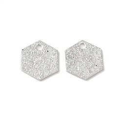 Посеребрённый Латунь прелести, шестигранные прелести, 925 серебро покрытием, 9x8x0.6 мм, отверстие : 1.2 мм