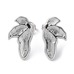 Нержавеющая Сталь Цвет Не тускнеют 304 серьги-гвоздики из нержавеющей стали, лист, цвет нержавеющей стали, 18.5x11 мм