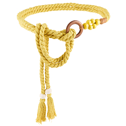 Желтый 1 плетеные хлопковые пояса ручной работы с кисточками для женщин и дамских платьев, желтые, 1400x10 мм