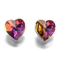 Коричневый Прозрачные стеклянные бусины, граненые, сердце, коричневые, 10x10x7 мм, отверстие : 1~1.2 мм
