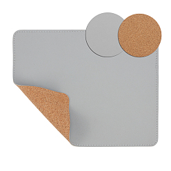 Светло-серый 3шт. коврик для мыши из пробки и кожи, коврик для офисного стола, прямоугольный/плоский круглый, светло-серый, 100~300x100~240x2~4 мм