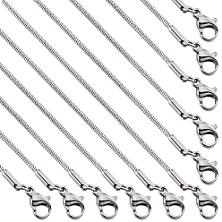 Нержавеющая Сталь Цвет 12 шт. классические простые 304 ожерелья из нержавеющей стали с круглыми цепочками-змейками, цвет нержавеющей стали, 17.7 дюйм (45 см)